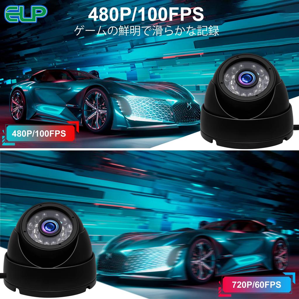 ELP 1080P Webcam 2 Megapixel Infrared Night Vision Security Camera 100fps 24 Infrared Lights Dome Surveillance Camera FHD USB Dome Camera Security and