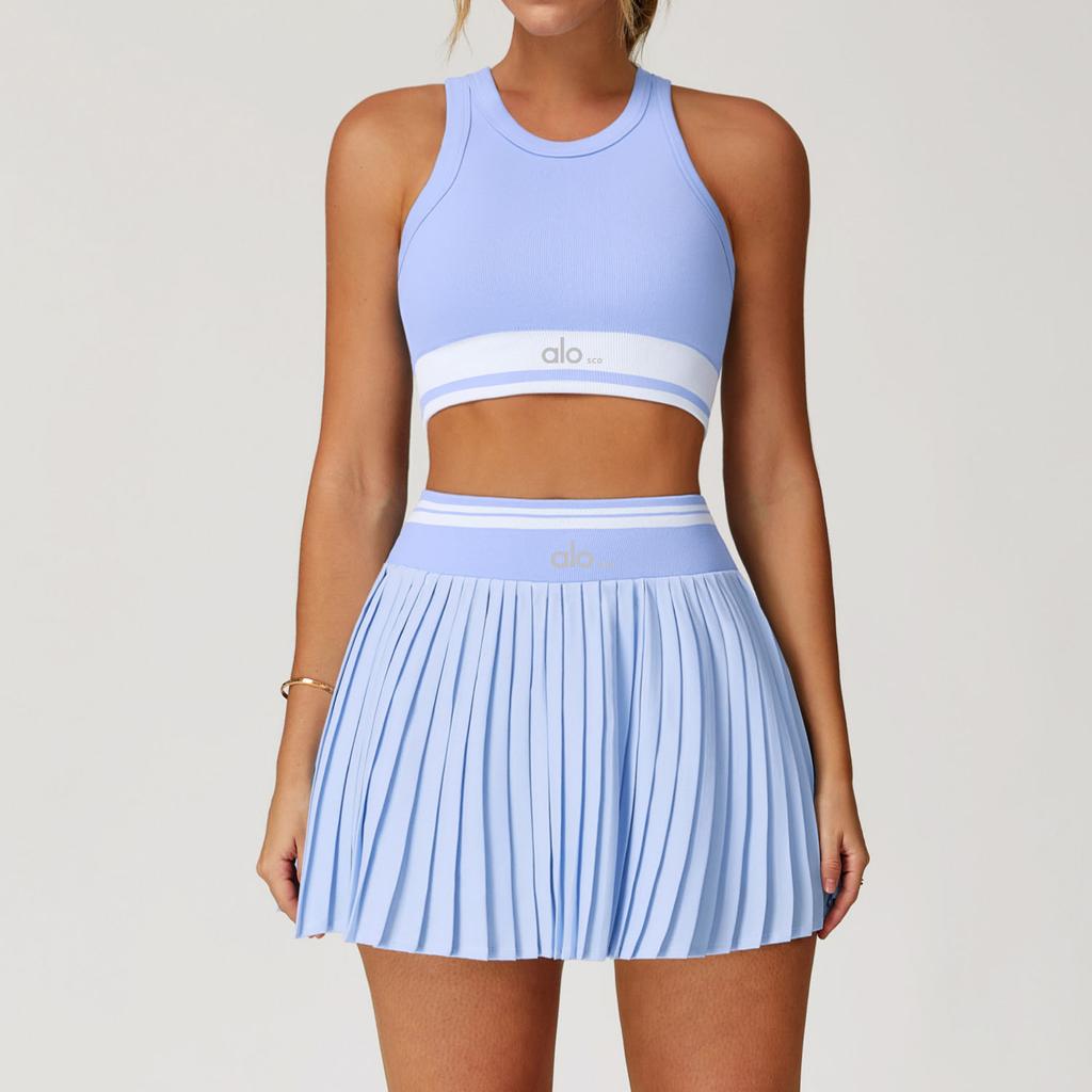 LOSCO Golf skirt, tennis skirt, versatile and fashionable short skirt set, running outfit, women's yoga set Two Pieces