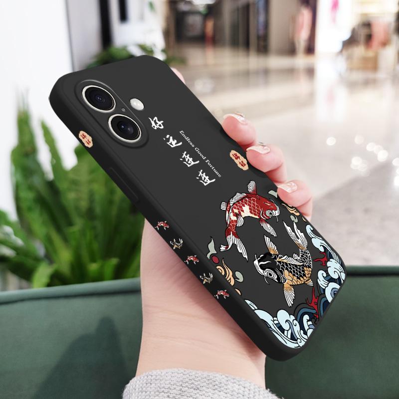 Good Luck Carp Phone Case For iPhone 16 16e 15 14 13 12 11 X XR XS Plus Pro Max Mini Silicone Cover