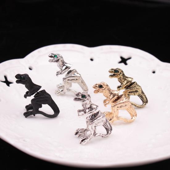 1 Pair Dinosaur Earrings Dinosaur Figure Rhinestone Eye Good Detail Realistic Dinosaur Piercing Earrings Punk Style Cool Lady Earrings