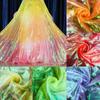 Colorful Fluorescent Yarn Silk Chiffon Laser Tulle Fabric Organza Glass Yarn Sewing Mesh Cloth