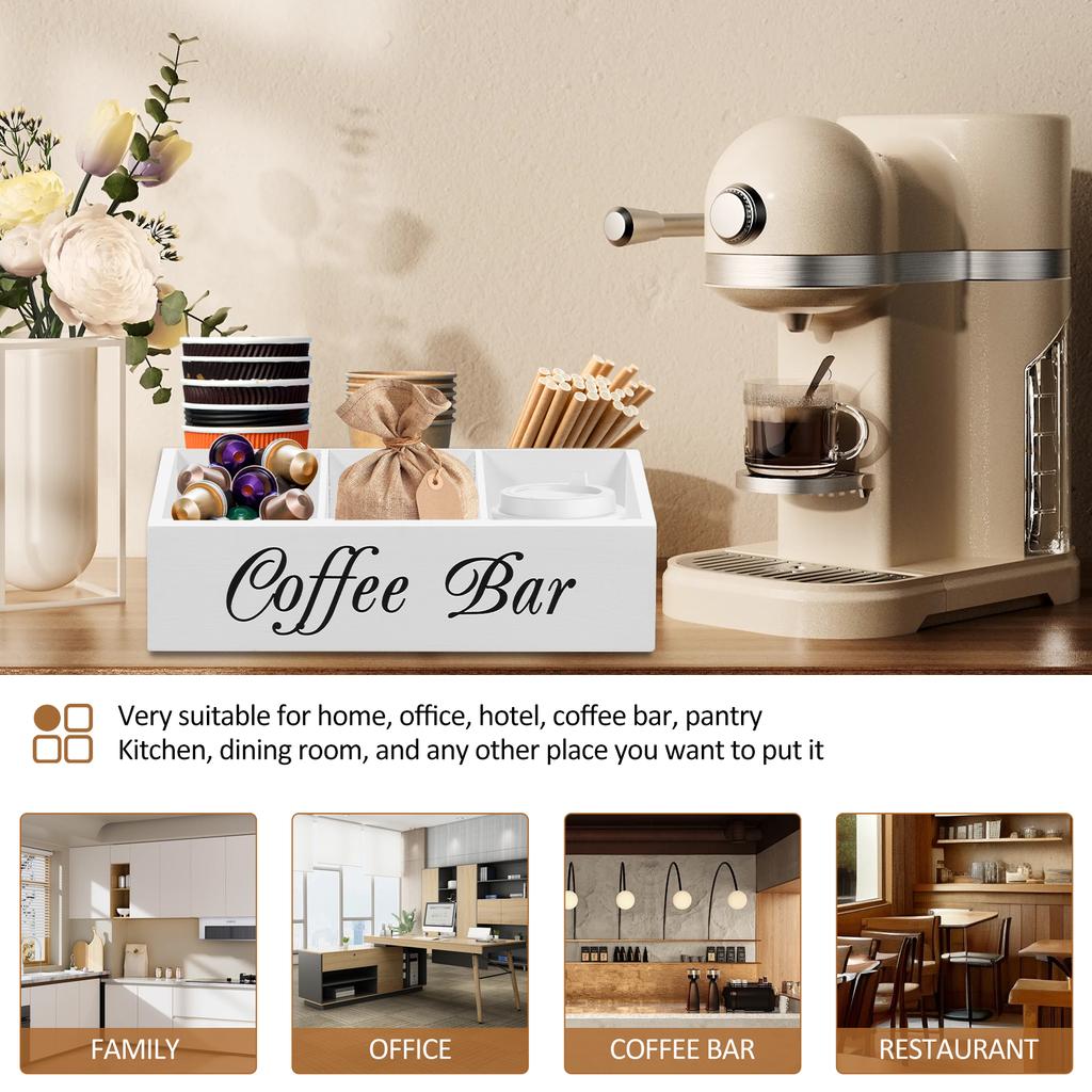 Деревянная подставка для кофе, органайзер для кофейного бара, 5 отделений, аксессуары для кофейного бара, винтажная станция для хранения кофе, держатель для кофейных капсул