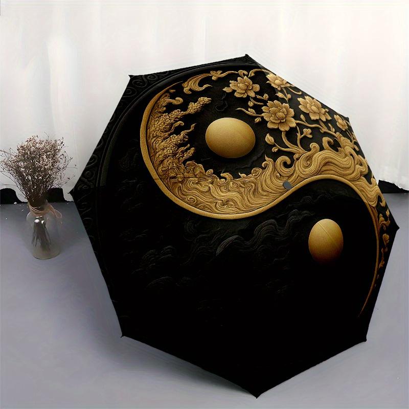 Yin Yang Harmony Wall Art Decor - FloralDesign for Balance and SerenityUmbrella, Portable 3-Fold Compact Umbrella for Men & Women Gift