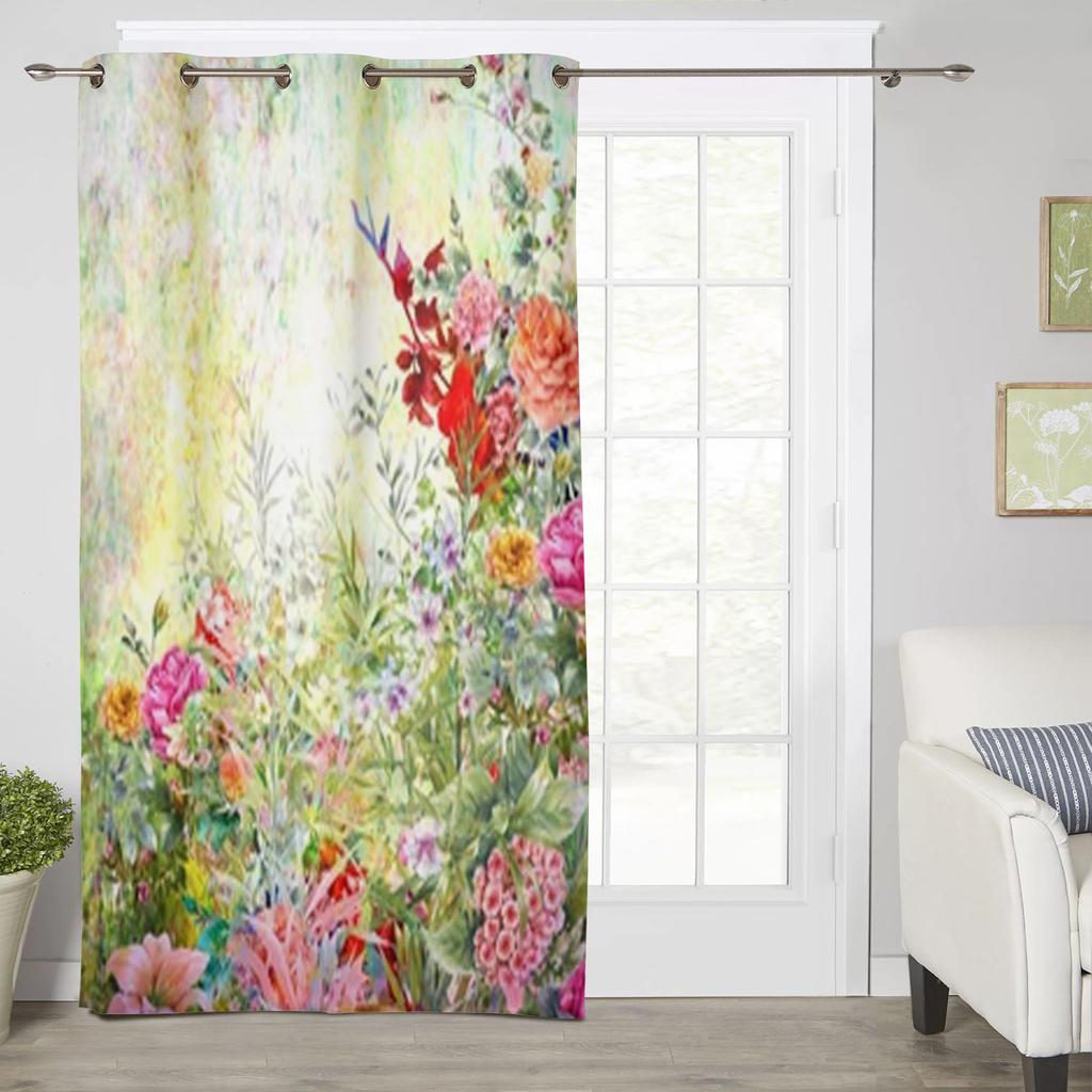 Abstract Colorful Flowers Watercolor Window Curtains For Living Room Bedroom Luxury Modern Kitchen Curtains Fabric Drapes