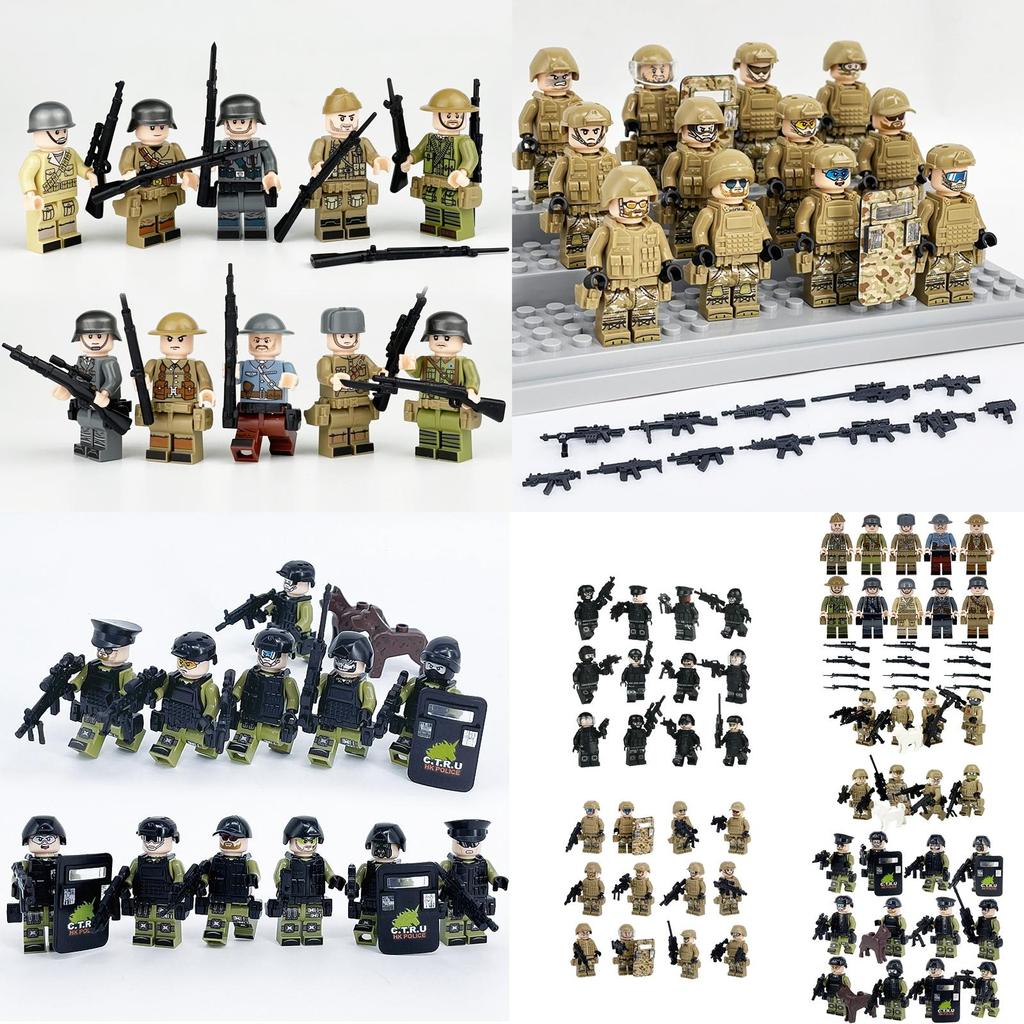 Mini Puzzle Game Set 8 Special Forces Action Figures With Removable Joints And Weapons