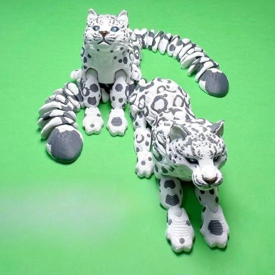 3D-печатная фигурка снежного барса Фигурка Снятие стресса Подвижные суставы Барс Дикое животное Игрушка-антистресс Дом