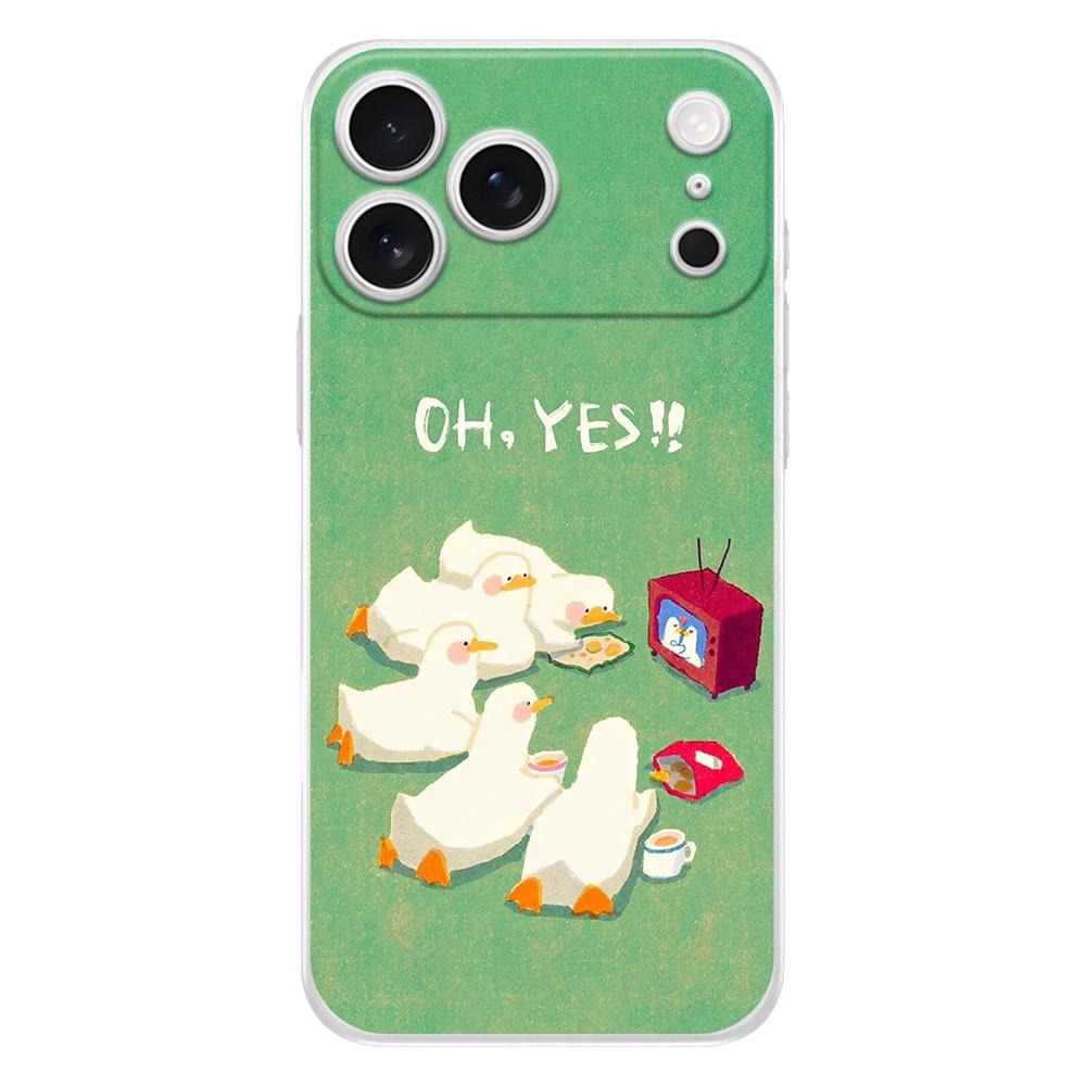 Мягкий прозрачный чехол из ТПУ для телефона iPhone 17 Air 16E 16 11 15 14 Pro MAX 12 13 7 8 Plus SE Пасхальный чехол Защита Смешная утка