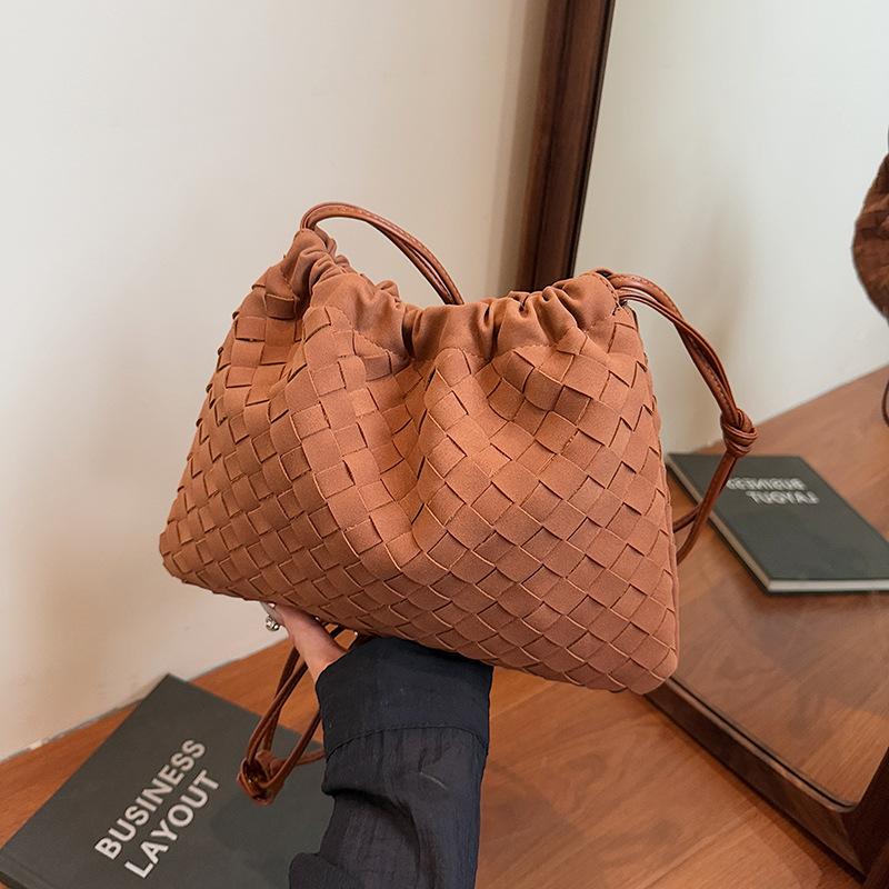 Нишевая плетеная сумка-мешок на шнурке женская летняя простая сумка простая сумка-мессенджер для поездок на работу