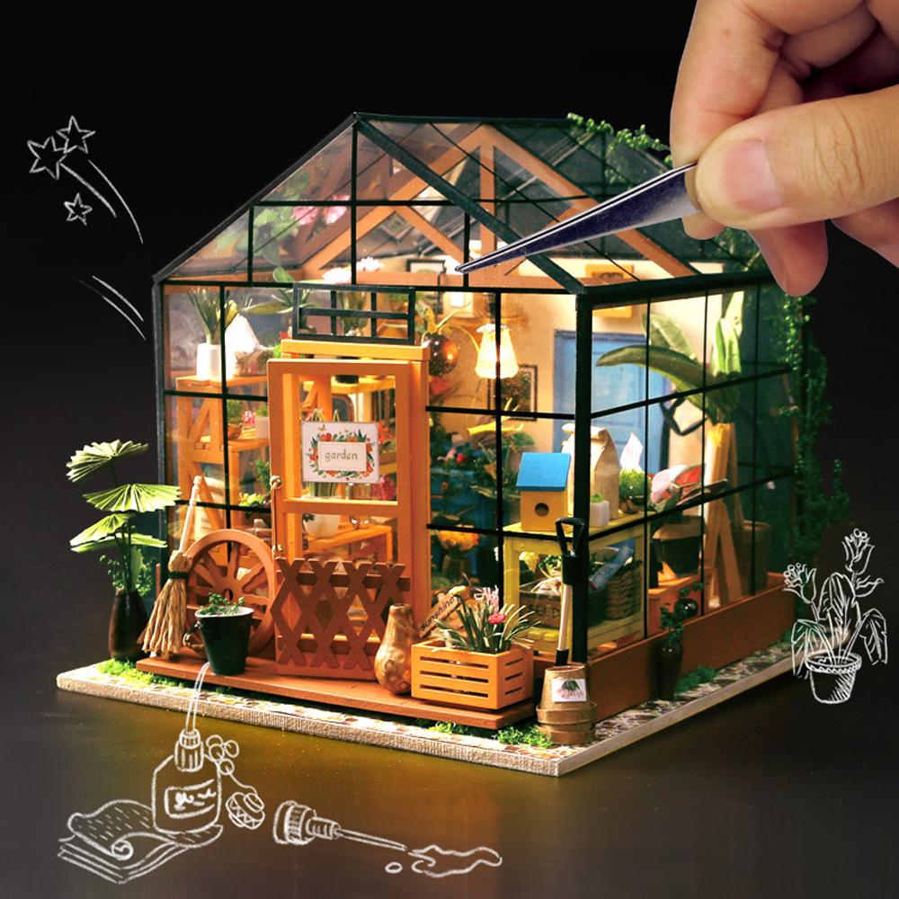DIY Dollhouse Wooden Room Assemble Kit Home Decoration Miniature House Model Selfinstalled