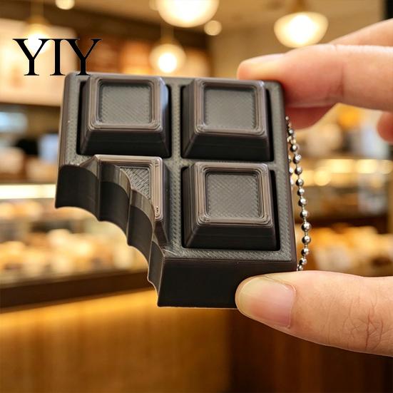 PLA Clicker Toy 3D Printed Chocolate Toy, Decompression Button Keychain Pendant with Bead Chain, Stress Relief Clicky for Backpacks Everyday Carry