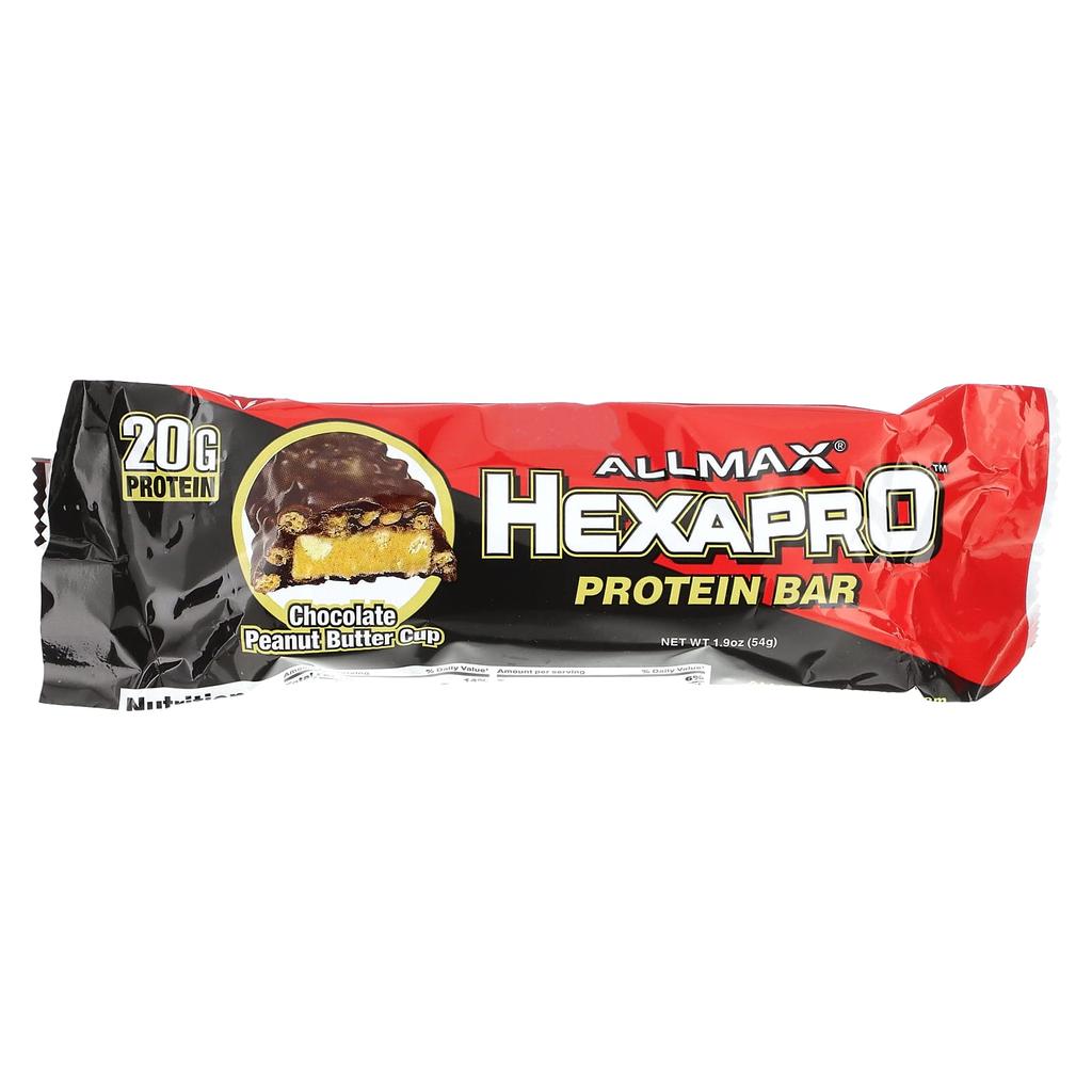 ALLMAX, Hexapro Protein Bar, Chocolate Peanut Butter Cup, 12 Bars, 54g (1.9oz) Each