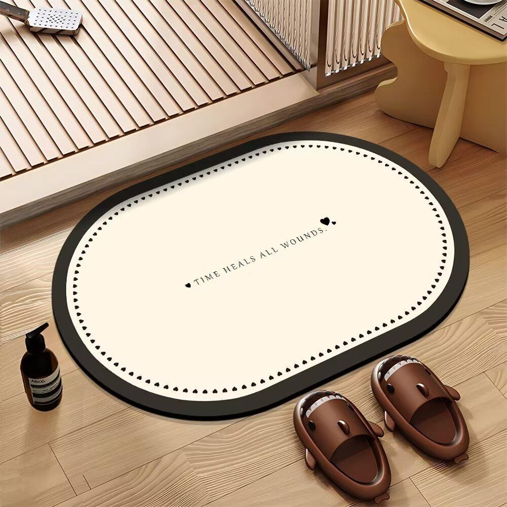 Bathroom Absorbent Floor Mat, Toilet Soft Diatom Mud Non-Slip Toilet Rubber Floor Mat, Bathroom Door Quick-Drying Carpet
