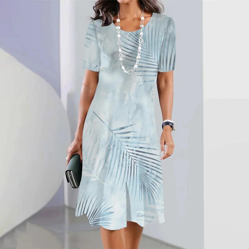 Hawaii Coconut Tree Print Women's Dresses Vacation Long Dresses Female Clothing Summer One-piece Dress