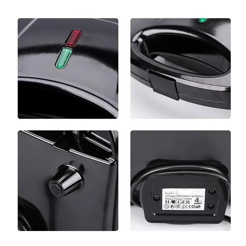 110 В 220 В Мини-вафельница Сэндвич-машина с антипригарным покрытием Двусторонний нагрев для завтрака Тостер Прибор