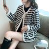 Spring Cardigan Coat Female 2023 Small Fragrance Houndstooth Imitation Mink Coat Short Loose Skinny Knitting Cardigan Female