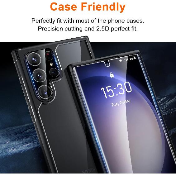 UniqueMe [2+2+1 шт.] Совместимый для Samsung Galaxy S23 Ultra 6,8 дюйма Защитная пленка для экрана Гибкий ТПУ, Защитное стекло для объектива камеры с установочной рамкой,