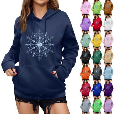 Женская зимняя рождественская толстовка с капюшоном, флисовая, с длинным рукавом