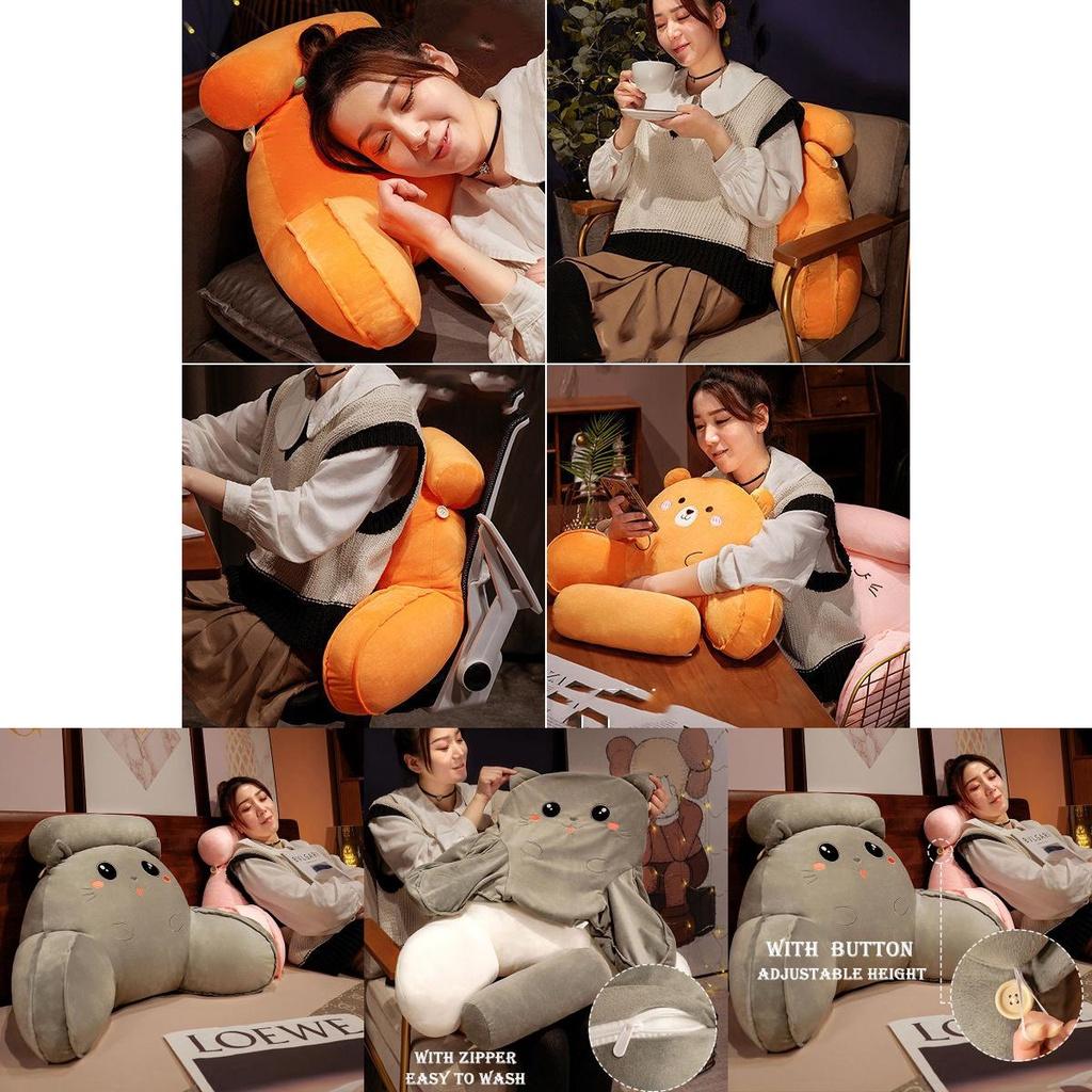 Мягкая плюшевая подушка-спинка динозавра с подлокотниками, прикроватная подушка, подарок