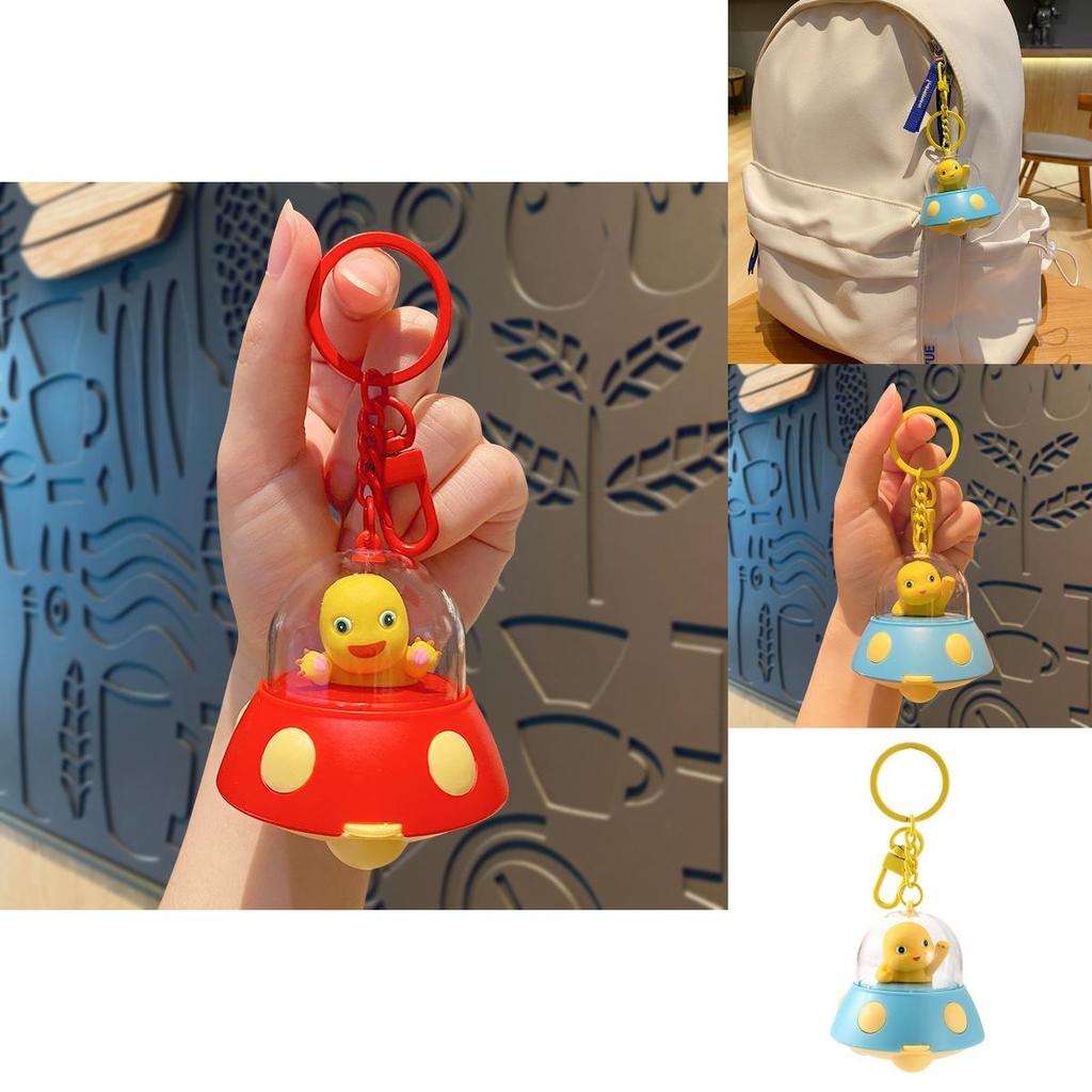 Adorable Red Silicone Ufo Projection Keychain Cute Couple Gift Bag Charm