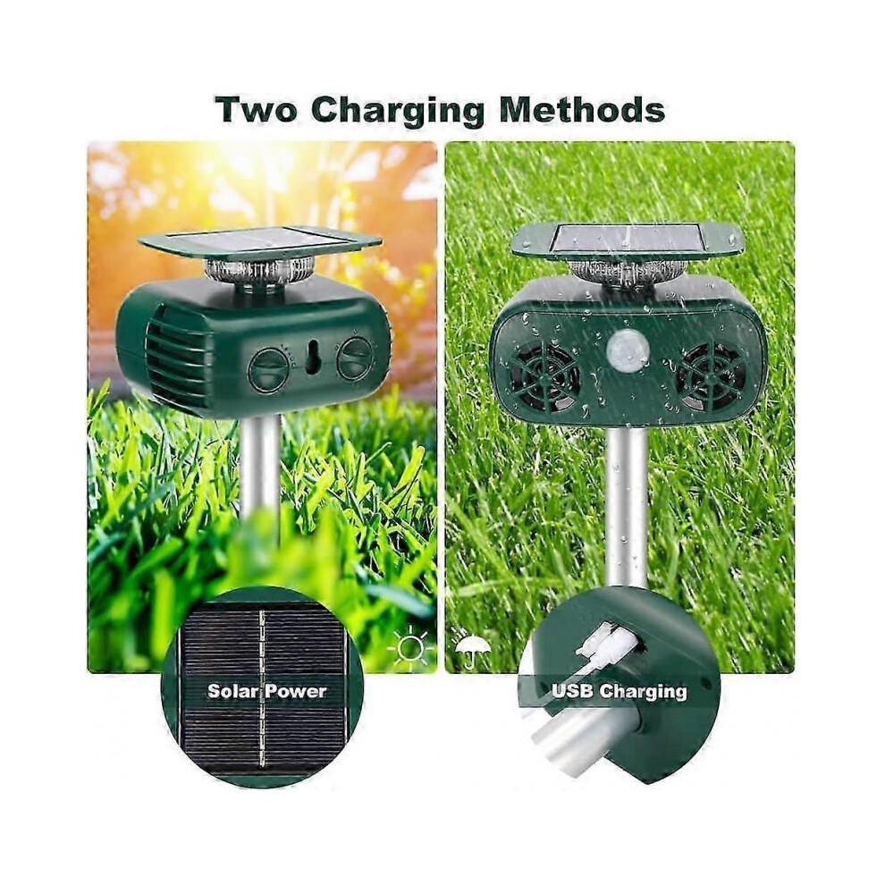Waterproof Solar Ultrasonic Cat Repeller Outdoor Cat Repeller with Flashing LED Ultrasonic Animal Repeller for Dogs Squirrels Birds Wild Animals