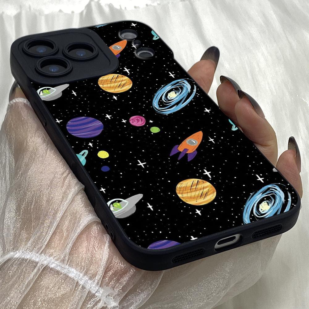 M452 Cute little astronaut in space Art Angel Eyes Soft Phone Cases for iPhone Samsung Galaxy Xiaomi Rdemi Huawei Honor Infinix Realme OPPO All Model