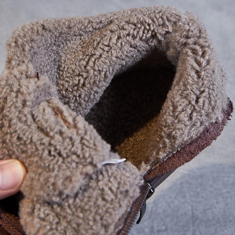 Johnature Зимние теплые плюшевые короткие ботинки из натуральной кожи в стиле ретро, универсальные женские туфли на плоской подошве из хлопка