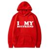 Мужские комплекты с длинными рукавами для пар I Love My Boyfriend Hoodies Sweatparsons Suits Женские толстовки с капюшоном и спортивные штаны Lover Sets