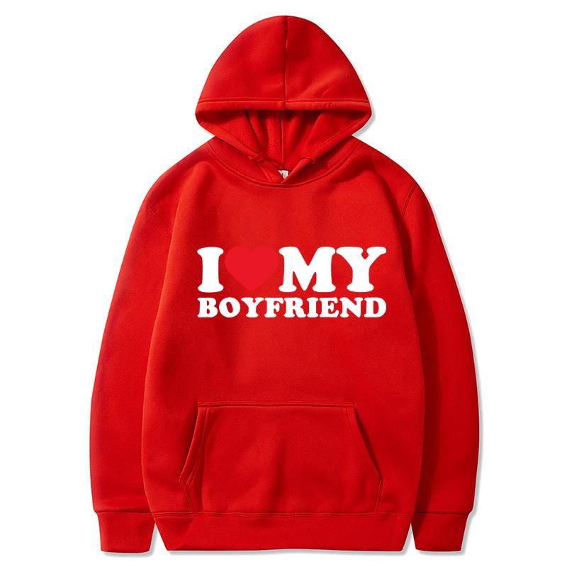 Мужские комплекты с длинными рукавами для пар I Love My Boyfriend Hoodies Sweatparsons Suits Женские толстовки с капюшоном и спортивные штаны Lover Sets