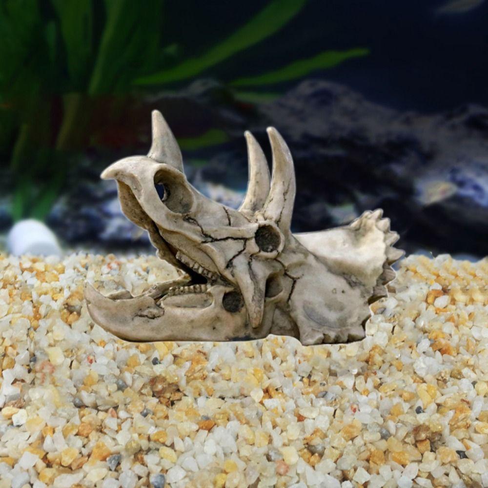 Resin Simulated Dinosaur Skull Decorative Animals Skull Decoration Fish Hiding House  Fish Tank