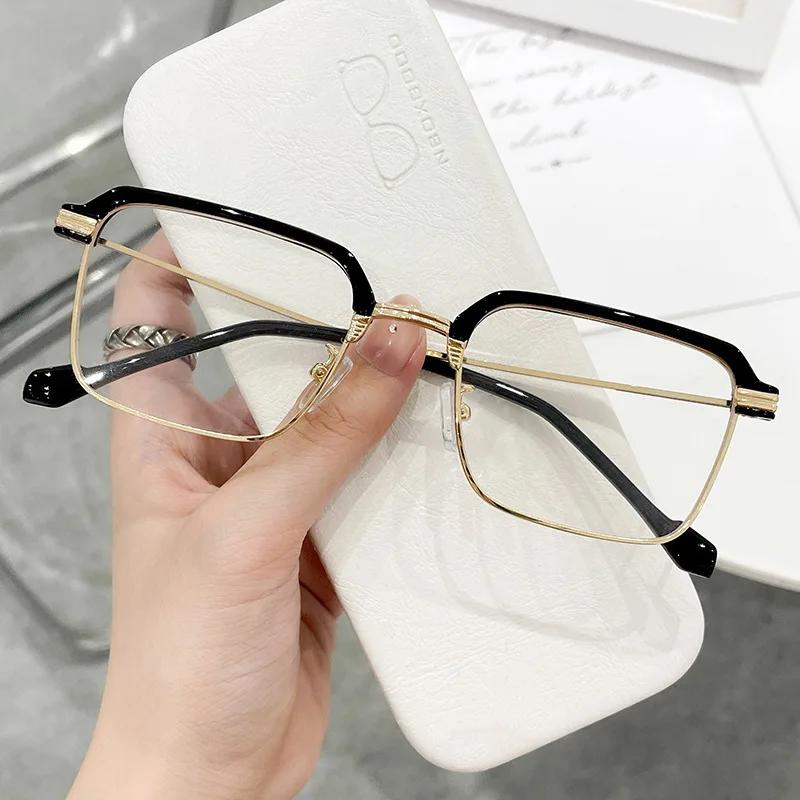 Stylish Half Frame Myopia Glasses Metal Trend Fashion Anti-Blue Light Near Sight Eyewear Women Short-Sighted Eyeglasses