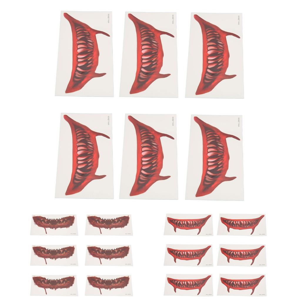 Ужасная татуировка на ртом, сделай сам, большой рот, розыгрыш на Хэллоуин, макияж, временная татуировка для косплей-вечеринки 