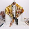 Hangzhou Pure Silk Scarf Women Neck Foulard Square Small Headband Vintage Rolled Edge 110cm Neckerchief Scarves Bandana