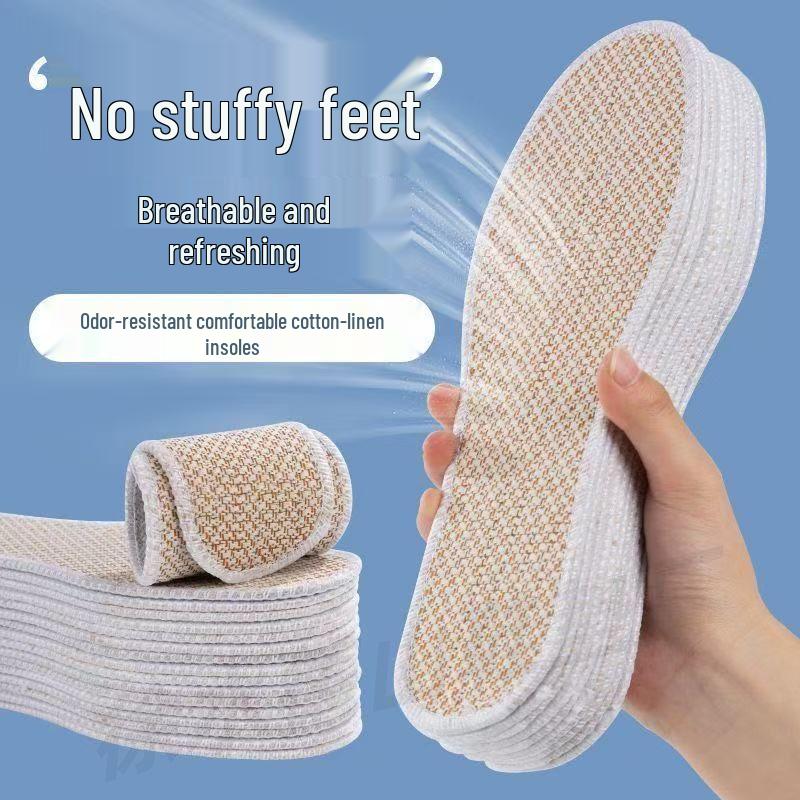 Дышащие льняные стельки для мужчин, впитывающие пот, с защитой от запаха и дезодорирующим эффектом полыни, мягкие и удобные для всех сезонов