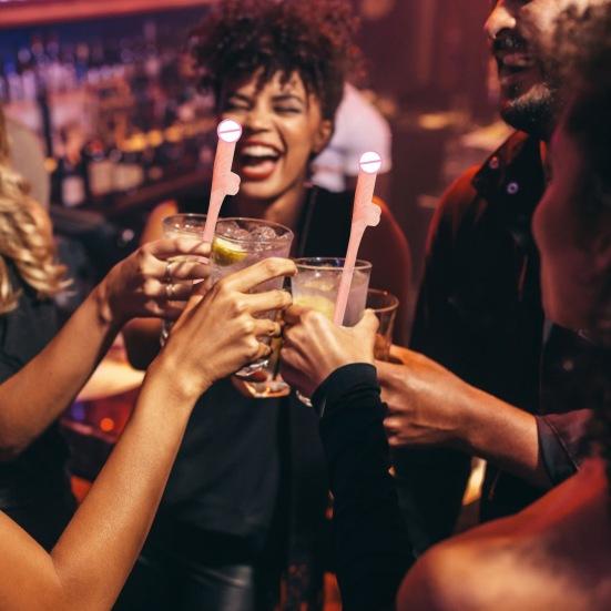 10 шт., соломинки для девичника, одноразовые, реалистичные, безопасные, пищевой, декор для ночного бара, пластиковые многоцветные соломинки для пениса, обнаженного члена