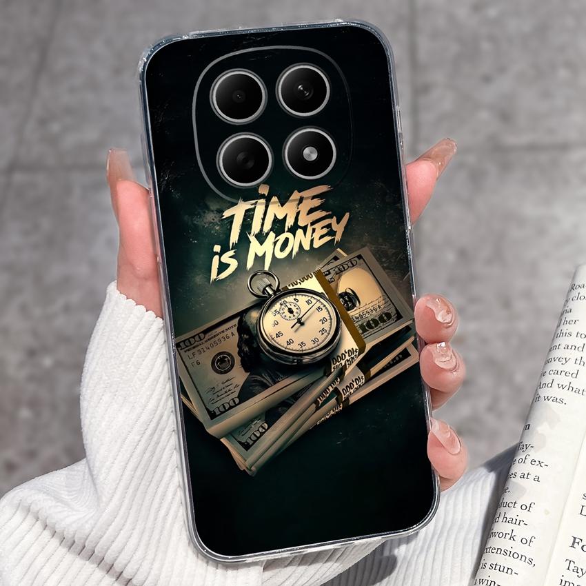 For Redmi Note 15 14 13 Pro Plus 5 5A 4 4X Phone Case Chinese Style Red-Crowned Crane Patterns Transparent TPU Shockproof Casing For Redmi Soft Covers