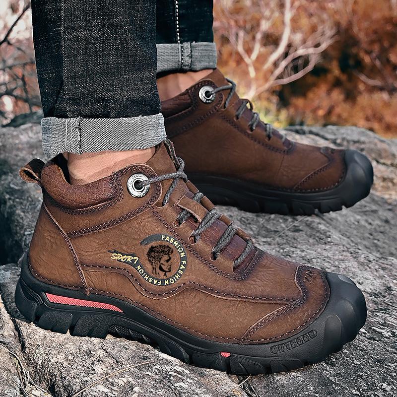 High Quality New Outdoor Men's Boots Snow Boots Men Genuine Leather Casual Shoes Men Travel Climbing Hiking Warm Winter Boots