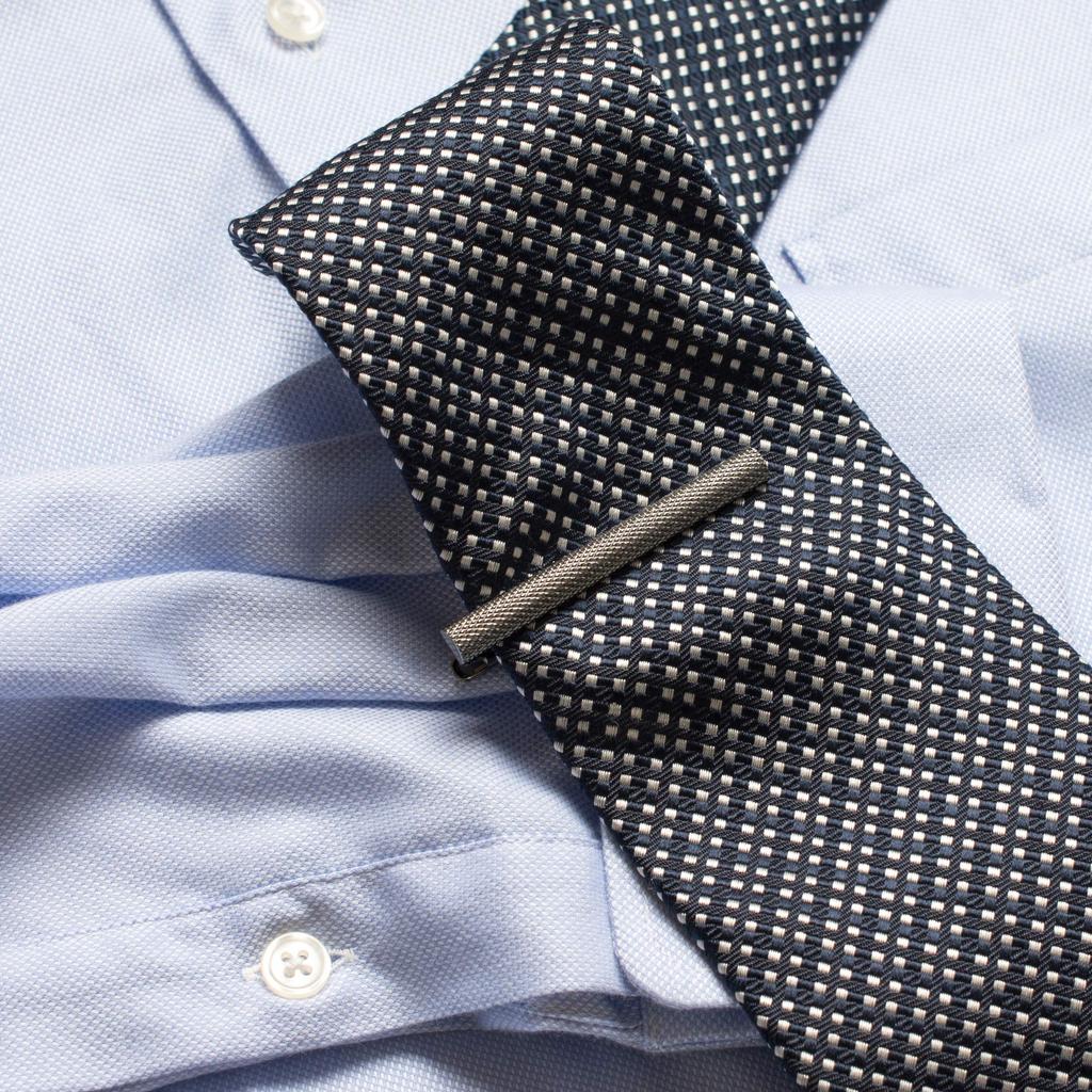 Галстук из латунной рифленой булавки типа «крокодил» [Tabarat], мужской, Япония, (Черное серебро)