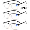 3PCS Square Reading Glasses Men Myopia Eyewear Anti Blue Light Half Frame Myopia Eyeglasses