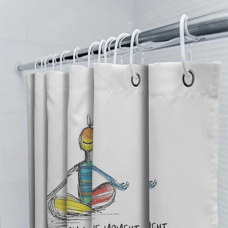 Zen Yoga Meditation Shower Curtain Lotus Flower Spiritual Teal Chakra Mindful Bathroom Decor Peaceful Serenity