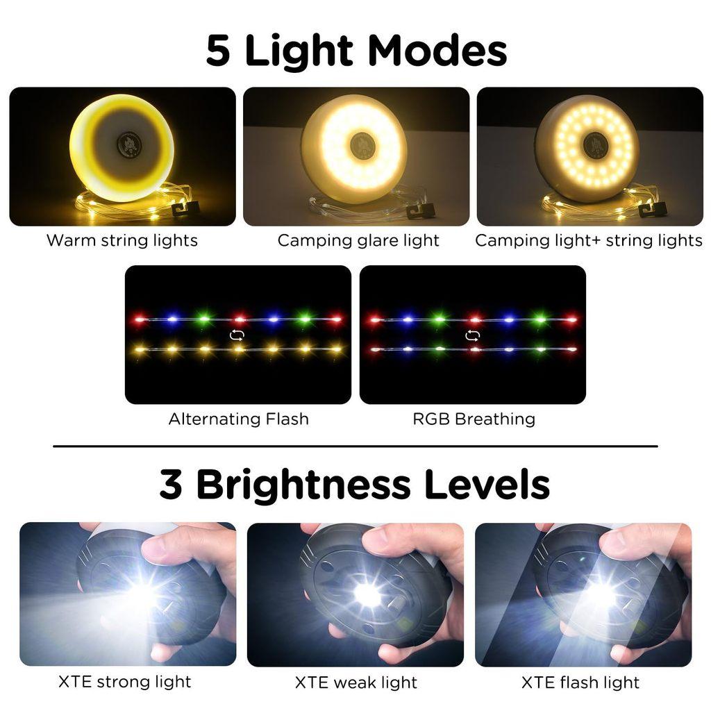 Светодиодная веревка для кемпинга с магнитными зажимами для палаток на открытом воздухе и декора атмосферы