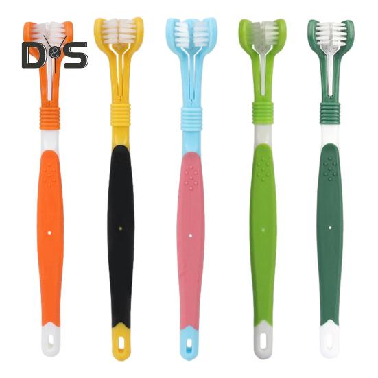 3-сторонняя зубная щетка для домашних животных, удаляющая неприятный запах изо рта, зубной камень, зубная щетка для собак, уход за зубами кошек, щетка для чистки полости рта для собак и кошек