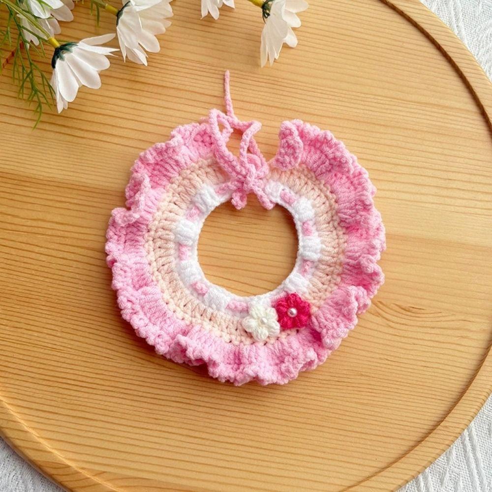 Adjustable Pet Cat Necklaces Hand-knitted Dog Neck Accessories Stylish Saliva Towel Daily Use