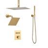Shower Faucet Set, 305 mm Thermostatic Ceiling Mount Rainfall Shower System with 152 mm Wall Mount Head and 2 in 1 Handheld Spray, 3-Function Dual