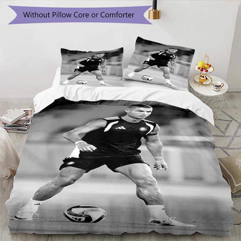 Ronaldo's Ronaldo Juventus Celebration Bedding Set, Breathable Duvet Cover with Pillowcases, Soft Bed Linen for Bedroom Home Decoration, Perfect Festi