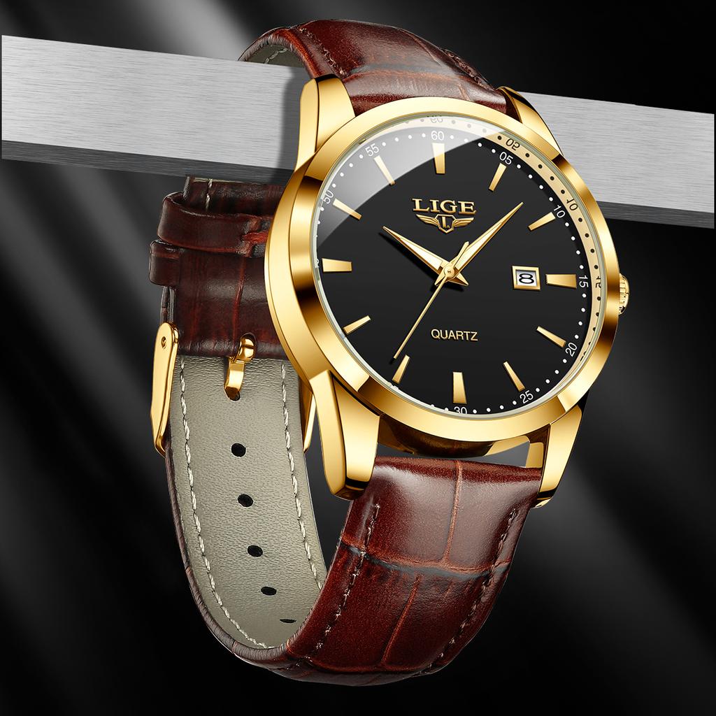 LIGE Top Simple Luxury Men's Watch Military Watches for Men Quartz Clock Waterproof Luminous Date Men's Wristwatch Reloj+Bo