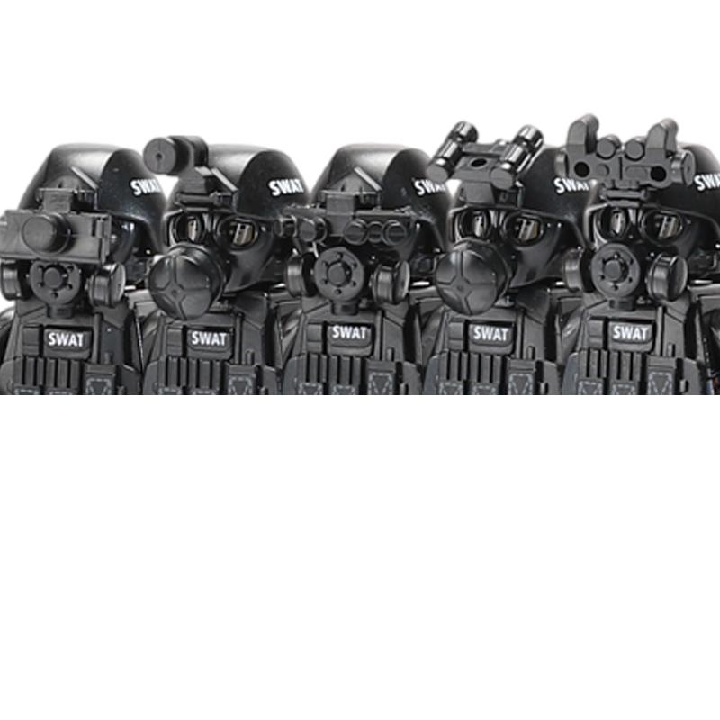 Городская полиция Китай Спецназ Конструктор Штурмовой солдат Фигурки SWAT Маска газовой защиты Военное оружие Кирпичики Игрушки Дети