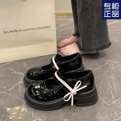 2024 Весна и Осень в иностранном стиле новые маленькие кожаные туфли на платформе ретро-лоферы с бантом универсальные модные туфли в британском стиле