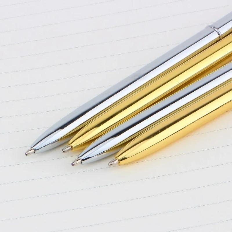Высококачественная металлическая шариковая ручка с вращающейся головкой пули и золотисто-серебряным зажимом для пишущих принадлежностей, подарок для школы и офиса