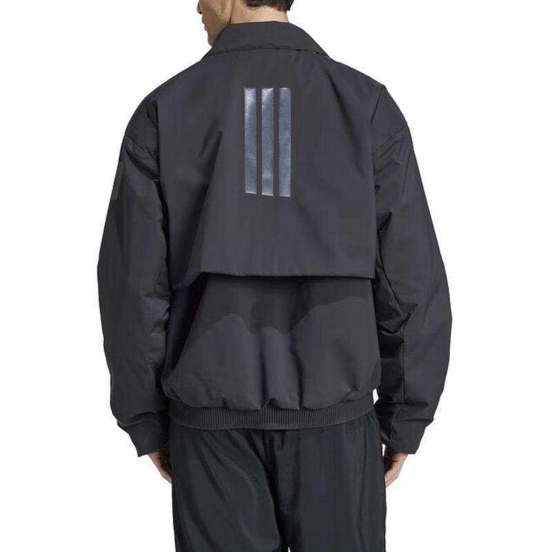 adidas Теплая удобная короткая хлопковая куртка с воротником, мужская куртка черного цвета JD6663