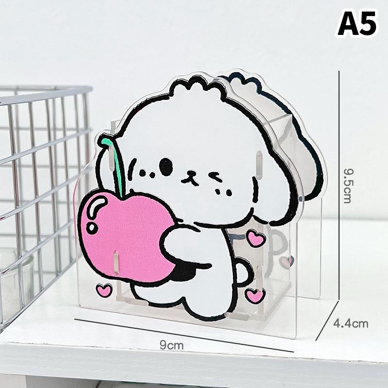 Акриловый контейнер для ручек с милым щенком, прозрачные держатели для ручек для студентов, настольный органайзер для канцелярских принадлежностей, ведро для хранения